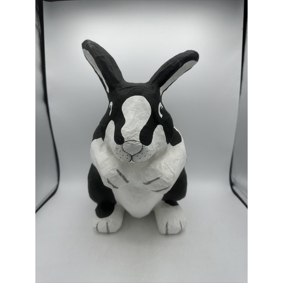 Dept 56 Other - Dept 56 Bunny Rabbit Papier Paper Mache Large Black White Easter RARE